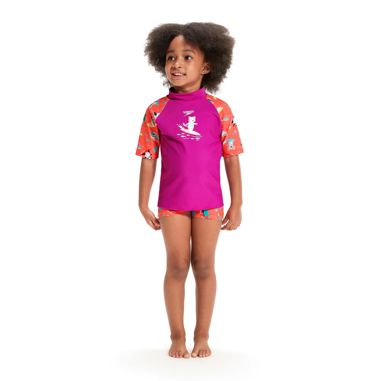 Speedo Girls Digi Short-Sleeve Rash Top Set