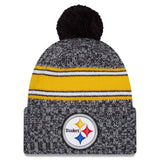 New Era Pittsburgh Steelers 2023/24 Sideline Cuffed Bobble Hat