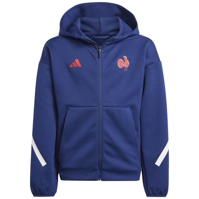 adidas France 2024/25 Kids Rugby Full-Zip Travel Hoodie