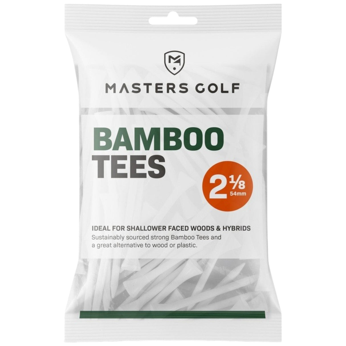 Masters 2 1/8inch Bamboo Golf Tees - 25 Pack