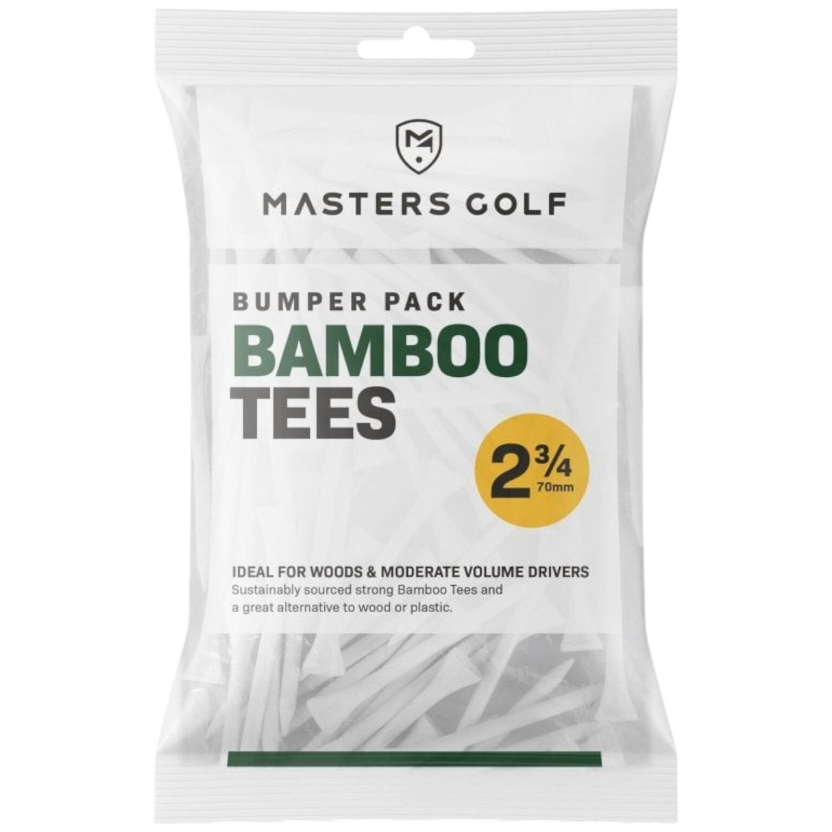 Masters Bamboo 2 3/4inch Golf Tees - 110 Pack