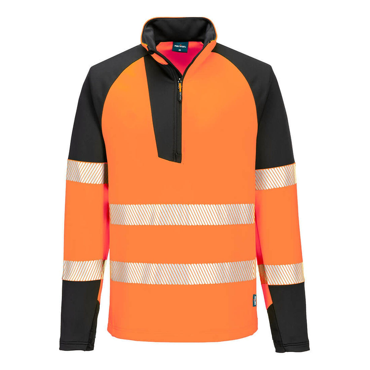 Portwest PW3 Hi-Vis 1/4 Zip Sweatshirt Orange/Black