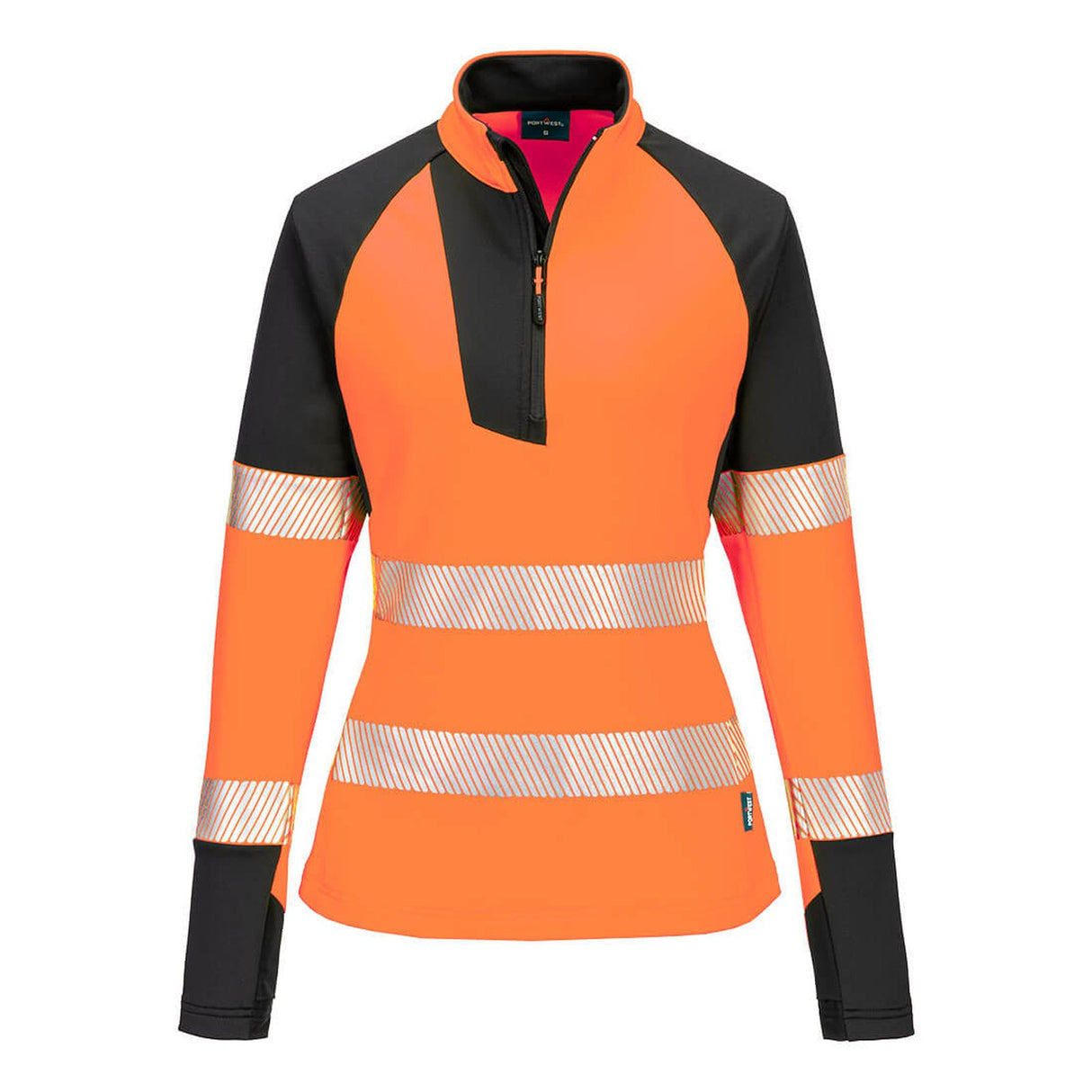 Portwest PW3 Hi-Vis Women's 1/4 Zip Sweatshirt Orange/Black