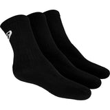 Asics 3 Pack Mens Crew Socks Black