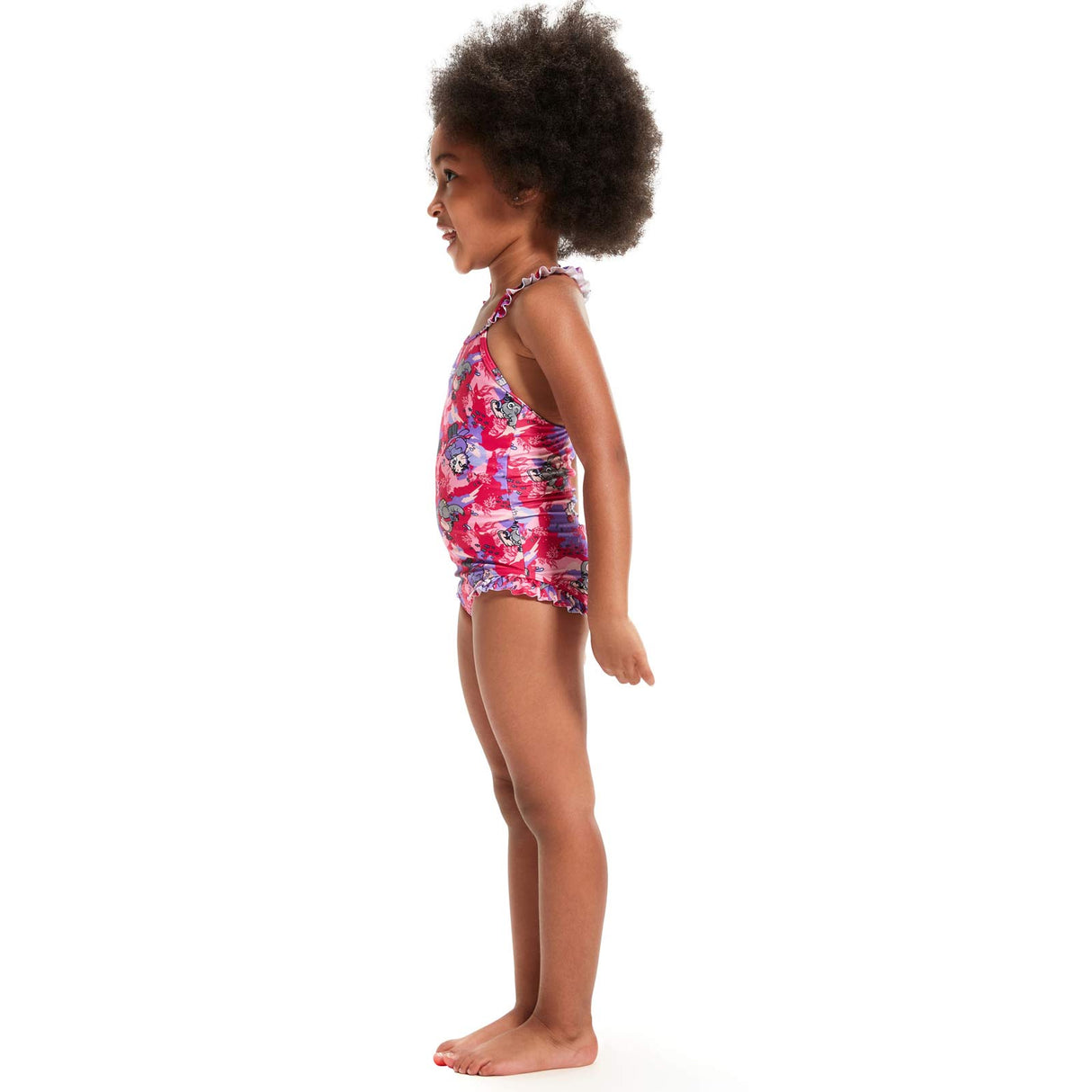 Speedo Girls LTS Printed Frill Thinstrap Swimsuit