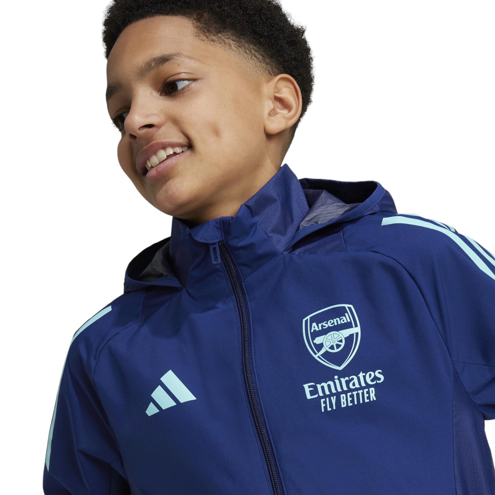 adidas Arsenal 2024 25 Full Zip Hooded Kids Jacket