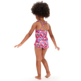 Speedo Girls LTS Printed Frill Thinstrap Swimsuit