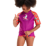 Speedo Girls Digi Short-Sleeve Rash Top Set