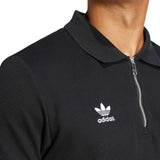 adidas All Blacks Rugby Essentials Half-Zip Waffle Polo Shirt