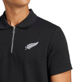 adidas All Blacks Rugby Essentials Half-Zip Waffle Polo Shirt