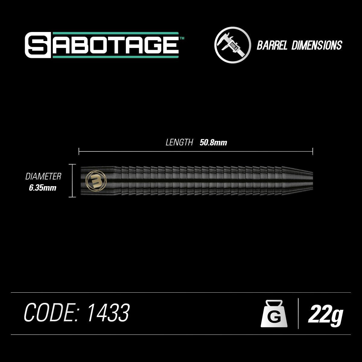 Winmau Sabotage 90% Tungsten Alloy 22G Darts