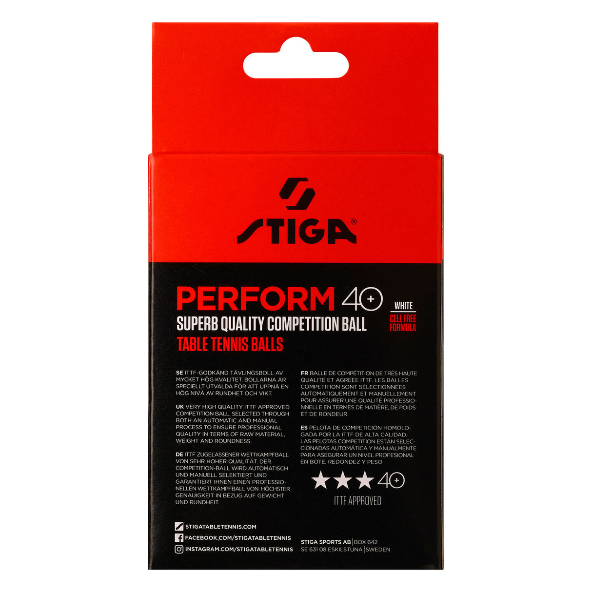 Stiga Perform 3-Star Table Tennis Ball, 6-pack