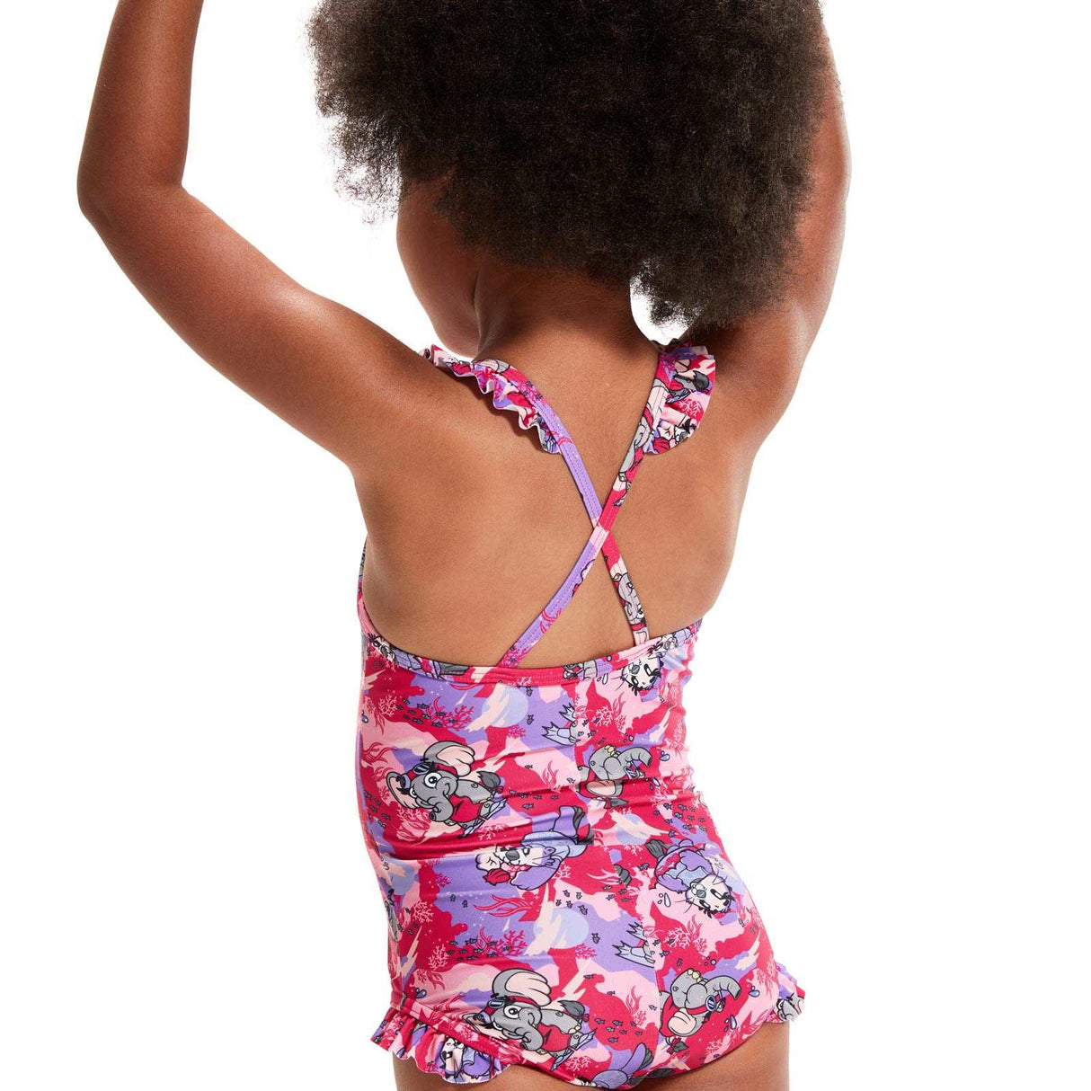 Speedo Girls LTS Printed Frill Thinstrap Swimsuit