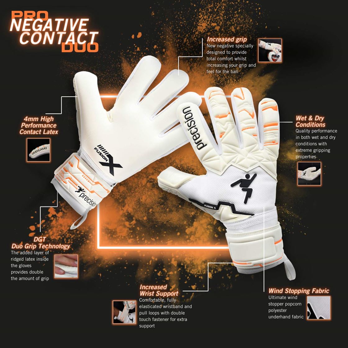 Precision Junior Fusion X Pro Negative Contact Duo GK Gloves