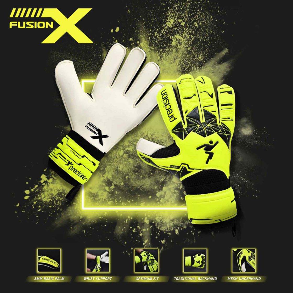 Precision Junior Fusion X Flat Cut Essential Goalkeeper Gloves